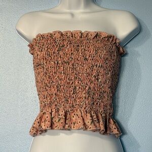 Floral Smocked Tube Top – Ruffle Hem, Boho Cottagecore